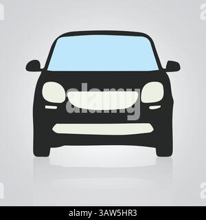 Icone di auto, auto d'epoca, icone uniche e un logo di auto con sfondo argento, illustrazione vettoriale Illustrazione Vettoriale