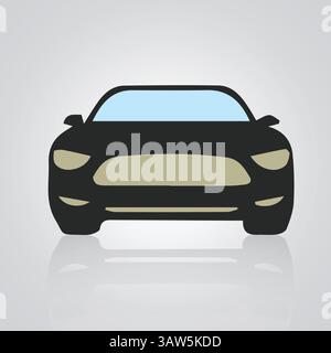 Icone di auto, auto d'epoca, icone uniche e un logo di auto con sfondo argento, illustrazione vettoriale Illustrazione Vettoriale