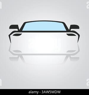 Icone di auto, auto d'epoca, icone uniche e un logo di auto con sfondo argento, illustrazione Illustrazione Vettoriale