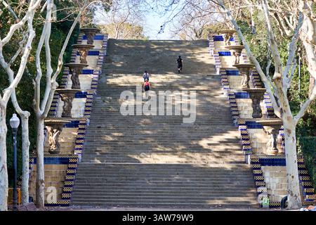 Scale, Montjuic, Av. De la Reina Maria Cristina, Barcellona, Catalogna, Spagna, Europa Foto Stock