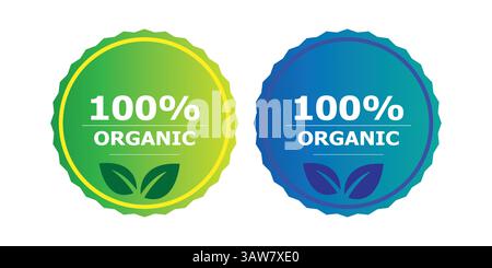 Logo ecologici minimalisti ed etichette di certificazione organica Illustrazione Vettoriale