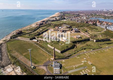 Vista aerea di Fort Cumberland, Eastney, Southsea (PO4), Hampshire, Regno Unito. Foto Stock