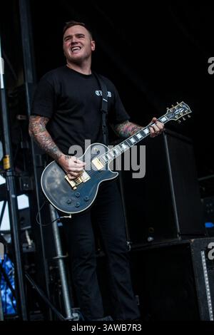 25 giugno 2016 - San Antonio, Texas, USA - New Found Glory si esibisce al Warped Tour 2016 a San Antonio, Texas il 25 giugno 2016 (06/25/16). Foto di CHAD GILBERT. (Immagine di credito: © Michael Mullenix via ZUMA Wire) Foto Stock