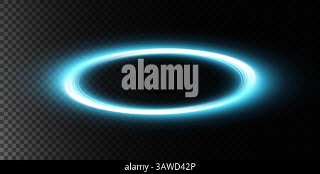 Un bellissimo effetto Halo blu luminoso visualizzato su uno sfondo scuro per un'esperienza visiva straordinaria Illustrazione Vettoriale