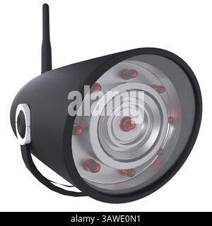 Dispositivo telecamera di sicurezza isolato su sfondo bianco Foto Stock