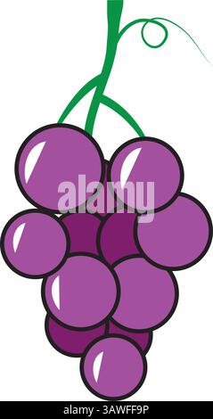 Logo Grapes. Uva isolata su fondo bianco Illustrazione Vettoriale