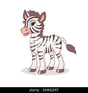Vettore dell'illustrazione zebra dei cartoni animati su bianco Illustrazione Vettoriale