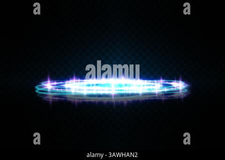 Onde di luce dinamiche su sfondo scuro scintillanti scintille scintillanti, effetti incredibili e un bagliore luminoso Illustrazione Vettoriale