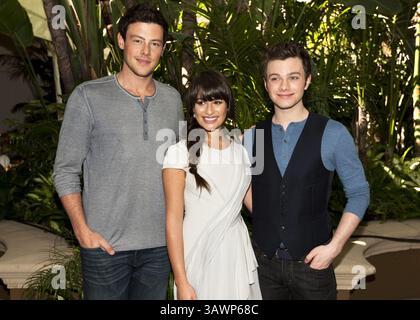 3 ottobre 2011 - Hollywood, California, Stati Uniti - attori Chris Colfer, Lea Michele e Cory Monteith dalla serie televisiva ''Glee'' a Hollywood, California il 3 ottobre 2011 (Credit Image: © Armando Gallo/ZUMA Studio) Foto Stock