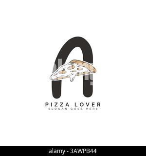 Lettera A Pizza Logo Design. Icona alfabetica A Pizza Concept Illustrazione Vettoriale