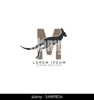 Logo Letter M con design Kangaroo. Alfabeto M con grande combinazione di simbolo Kangaroo Illustrazione Vettoriale