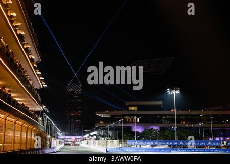 Droni durante il Gran Premio dell'Arabia Saudita di Formula 1 STC 2025, 5° round del Campionato del mondo di Formula 1 FIA 2025 dal 18 al 20 aprile 2025 sul circuito di Jeddah Corniche, a Jeddah, Arabia Saudita Foto Stock
