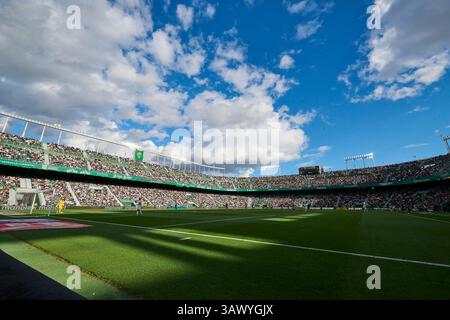 Elche, Spagna. 20 aprile 2025. ELCHE, SPAGNA - 20 APRILE: Vista generale all'interno dello stadio durante il LaLiga Hypermotion match tra Elche CF e Albacete Balompie allo stadio Manuel Martinez Valero il 20 aprile 2025 a Elche, Alicante, Spagna. (Foto di Francisco Macia/Photo Players Images/Magara Press) crediti: Magara Press SL/Alamy Live News Foto Stock