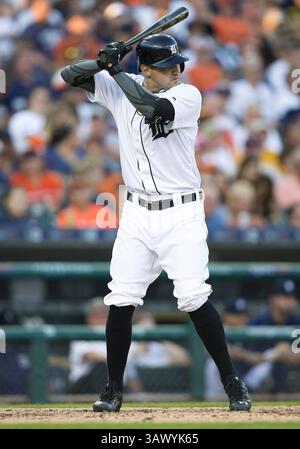 3 agosto 2016: Terza base dei Detroit Tigers Nick Castellanos (9) in battuta durante la partita MLB tra i Chicago White Sox e i Detroit Tigers al Comerica Park di Detroit, Michigan. I Tigers sconfissero i White Sox 2-1. John Mersits/CSM(immagine di credito: &Copy; John Mersits/Cal Sport Media via cavo ZUMA) Foto Stock