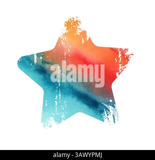 Icone a stella sporche e grunge colorate. Stelle di soccorso. disegnato a mano. Non ai, Vector Illustrazione Vettoriale