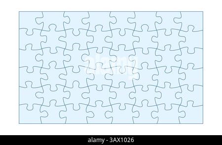 Pezzi del puzzle. Puzzle con 48 pezzi. Modello puzzle. Illustrazione Vettoriale
