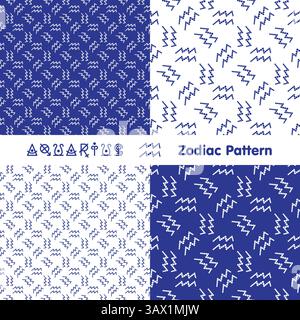 Motivo zodiaco Aquarius senza cuciture. Sfondo delle icone zodiacali. Stile piatto astratto. Illustrazione vettoriale. Illustrazione Vettoriale