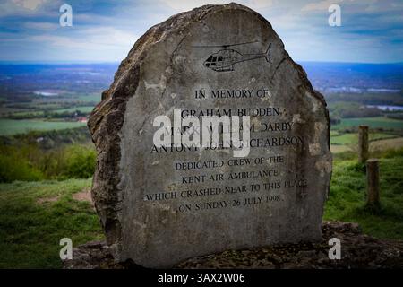 Vista su Maidstone e North Downs nel Kent, Inghilterra, Regno Unito Foto Stock