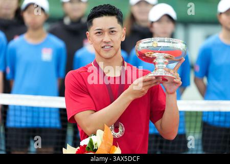 Iizuka, Giappone. 20 aprile 2025. Tokito Oda (JPN), 20 aprile 2025 - Tennis in sedia a rotelle: Finale maschile di Singles presso l'Iizuka Sports Resort durante la Coppa dell'Imperatore, la Coppa dell'Imperatrice il 41° Torneo Internazionale di Tennis in sedia a rotelle di Iizuka (Japan Open 2025) a Iizuka, Giappone. Crediti: SportsPressJP/AFLO/Alamy Live News Foto Stock