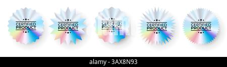 Etichette olografiche con texture argentata per prodotti certificati Illustrazione Vettoriale