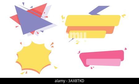 Set di banner promozionali e di vendita colorati. Illustrazione Vettoriale