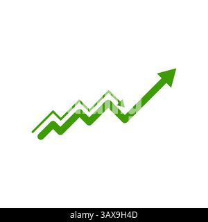 Grafico Zigzag verde verso l'alto crescita finanziaria concetto di mercato astratto Illustrazione Vettoriale