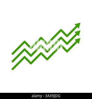 Frecce Zigzag verdi verso l'alto linee che rappresentano l'illustrazione del vettore di tendenza commerciale della crescita finanziaria Illustrazione Vettoriale