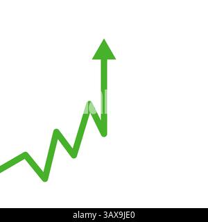 Freccia verde verso l'alto che simboleggia la crescita e le tendenze del business finanziario Illustrazione Vettoriale