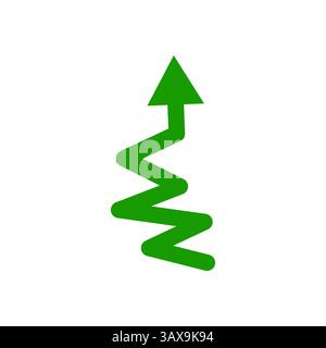 Freccia Zigzag verde rivolta verso l'alto vettore astratto della crescita e del progresso Illustrazione Vettoriale