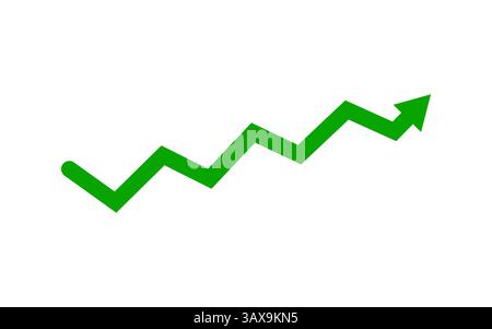 Freccia verde in crescita nella direzione capovolta Illustrazione Vettoriale