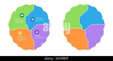 Pensiero critico creativo grafico a colori diagramma grafico infografica a quattro fasi Illustrazione Vettoriale