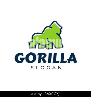 Logo vettoriale esclusivo della linea delle scimmie verdi di un forte animale selvatico Illustrazione Vettoriale