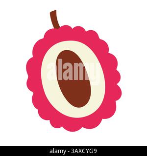 Illustrazione del vettore tirato a mano con mezzo frutto Lychee Illustrazione Vettoriale