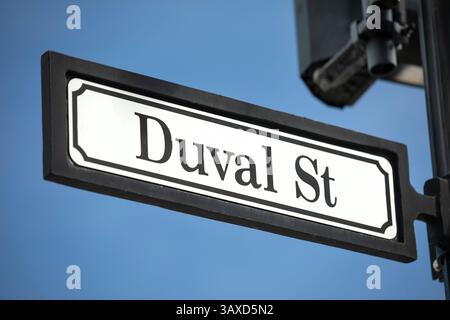 Insegna su Duval Street a Key West Florida USA Foto Stock