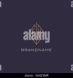 Lettera iniziale con logo FV monogramma con design in stile rombo rombo e grafica vettoriale Illustrazione Vettoriale