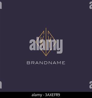 Lettera iniziale monogramma con logo KY con design in stile rombo rombo e grafica vettoriale Illustrazione Vettoriale