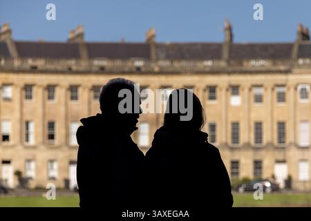 The Royal Crescent, City of Bath, Somerset, Inghilterra, Regno Unito Foto Stock