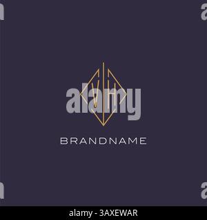 Lettera iniziale logo VH monogramma con design in stile rombo rombo e grafica vettoriale Illustrazione Vettoriale