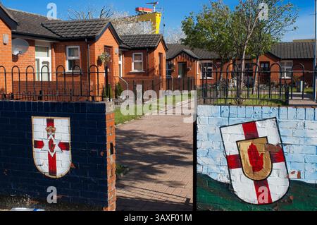 16 novembre 2016 - Belfast, Irlanda del Nord, Regno Unito - Sandy Row è una comunità della classe operaia protestante situata nel sud di Belfast, Irlanda del Nord, Regno Unito. Ha una popolazione di circa 3.000 abitanti. È un'area fortemente lealista di Belfast, essendo un cuore tradizionale per l'affiliazione con la paramilitare Ulster Defence Association (UDA) e l'Orange Order. (Immagine di credito: © Sergi Reboredo via ZUMA Wire) Foto Stock