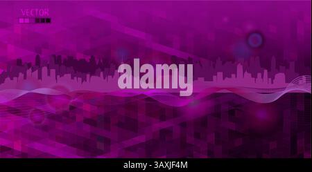 Sfondo astratto viola città. disegno a mano. Non IA. Illustrazione vettoriale Illustrazione Vettoriale