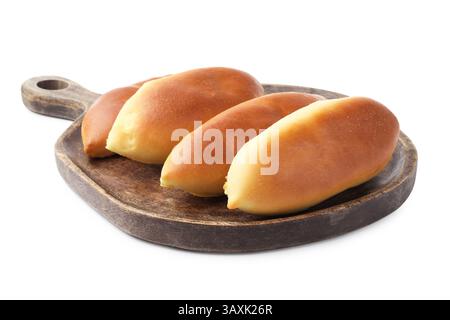 Molte gustose polpettine al forno isolate su bianco Foto Stock