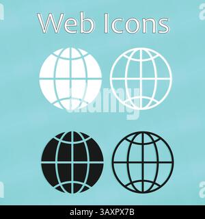 File icona Web e icona contorno, icone a colori in bianco e nero, icona vettoriale Illustrazione Vettoriale