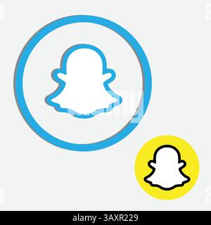 Icone Snapchat. Logo dei social media. Line art e stile piatto isolati Illustrazione Vettoriale