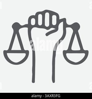 Le icone dei diritti civili sono adatte per infografiche, diritti umani, siti Web, supporti di stampa e interfacce. Icona del vettore di linea. Faccia umana, testa, vettore di linea Illustrazione Vettoriale