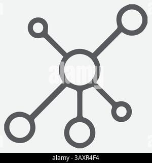 Icone di rete, icone dei nodi, icone di connessione, icone di rete, simboli, e elementi grafici di qualità superiore. Segni moderni, pittogrammi lineari e oggetti Illustrazione Vettoriale