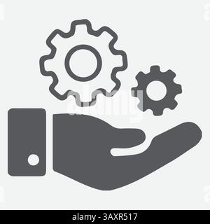 Icona servizio vettoriale, supporto ico,n mano e impostazione ico,n elementi grafici di qualità premium Illustrazione Vettoriale