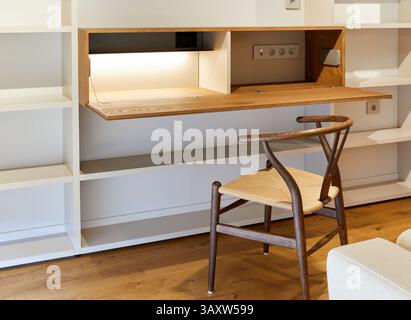 Scrivania, soggiorno, arredamento, Casa, Paesi Baschi, Spagna Foto Stock