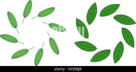 Telai rotondi verdi da semplici foglie. Illustrazione Vettoriale