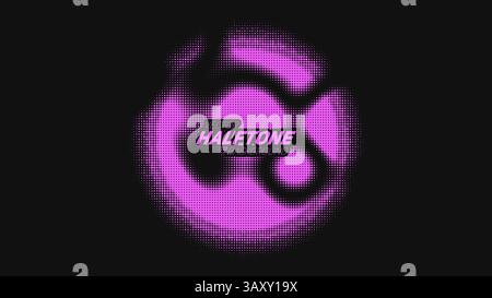 Vettore astratto strappato sfera distorta dai mezzitoni viola. Elemento trame tratteggiato. Glitch del punto Illustrazione Vettoriale