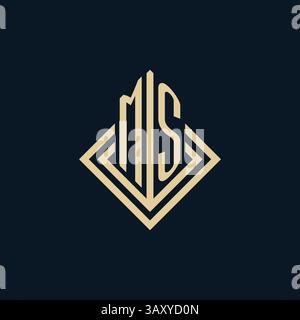 Iniziali logo MS linee rombo modellano lo stile, design vettoriale del logo immobiliare moderno di lusso Illustrazione Vettoriale
